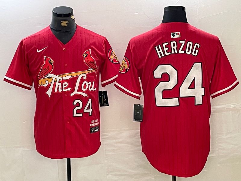 Men St.Louis Cardinals #24 Herzog Red City Edition 2024 Nike MLB Jersey style 1->st.louis cardinals->MLB Jersey